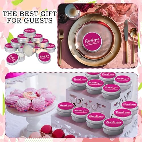 MTLEE 50 Pcs Fuchsia Hot Pink Thank You Candles Baby Shower Wedding Favors - Image 4