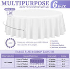 Showgeous 120 Inch White Round Tablecloths, Polyester Table Covers - Image 2