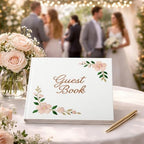 FEELOVE Wedding Guest Book with Embroidered Cover - 8.2" x 8.2" Elegant Guest Book for Party, Wedding Reception, Bridal Shower, Memorial, and Anniversary - Image 3