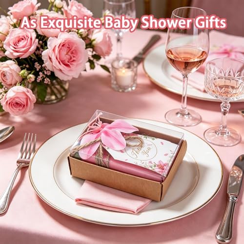 50PCS Handmade Soap Wedding Favor Natural Eucalyptus Handmade Soaps Soap Thank You Gifts Bridal Shower Favors Soaps for Baby Shower Party Spring Garden Decorations (pink boxs) - Image 4