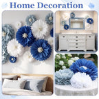 Suncalla Multicolor 18 Pcs Large Paper Flowers Set 23.6"/11.8"/9.8" Giant Tissue Paper Flower Mexican Fiesta Wall Flower for Wall Wedding Birthday Bridal Baby Shower Party Backdrops (Haze Blue) - Image 6