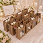 80 Pcs 9.8 x 5.1 x 7.1 in Brown Kraft Paper Gift Bags with Window & Handles - Image 6