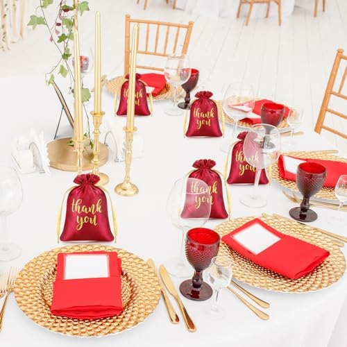 Roowest 4 x 6 Inch 100 Pcs Thank You Satin Gift Bags, Red - Image 5