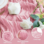 Wokceer Cheesecloth Table Runner 10FT Boho Gauze Runner, Pink, 12 Pack - Image 3