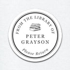 Personalized Classic Book Labels with Stack of Books, From the Library of Stickers, Set of 90 stickers 1.5 inch round, Please Return Bookplate Stickers - Image 2