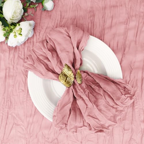 Cupuamon 100 Pack Cheesecloth Napkins 20x20 Inch Dinner Table Napkins Boho Washable Rustic Gauze Napkins Bulk for Wedding Bridal Baby Shower Party Decor (Dusty Pink) by Cupuamon