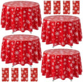 Ganeen 12 Pcs Snowflake Tablecloth Red White, Plastic Round Winter Xmas by Ganeen