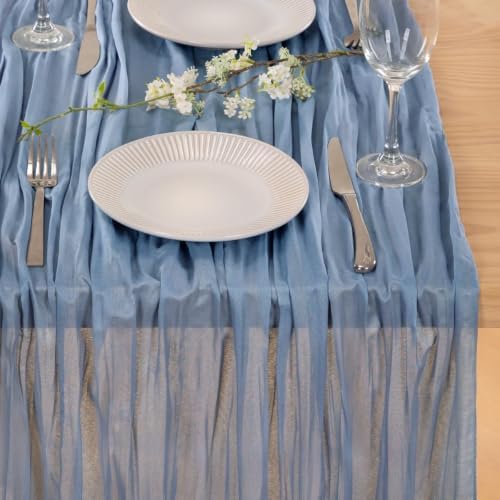 Dusty Blue Fall Cheesecloth Table Runner Boho Dinning Decor 10ft, 12 Pack - Image 5