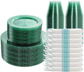 DaYammi 210PCS Green Glitter Plastic Dinnerware Set for 30 Guests by DaYammiwillaccompanyyou