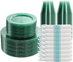 DaYammi 210PCS Green Glitter Plastic Dinnerware Set for 30 Guests by DaYammiwillaccompanyyou
