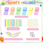 Pastel Paper Chain Strips and Star Garland Streamers Party Decorations Set - Image 2
