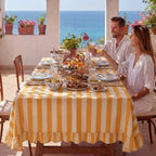 Tudomro Striped Tablecloth, Rectangle, Mustard, Ivory, 60'' X 120'' - Image 4