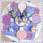 Mimorou 169 Pcs Purple Plates Napkins Cups Flatware Set - Image 5