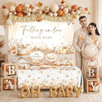 Fall Baby Shower Decorations, Little Pumpkin Baby Shower Decorations with Backdrop Little Pumpkins Plate and Napkins Backdrop Balloon Arch Box for Thanksgiving Fall Baby Shower - Image 2