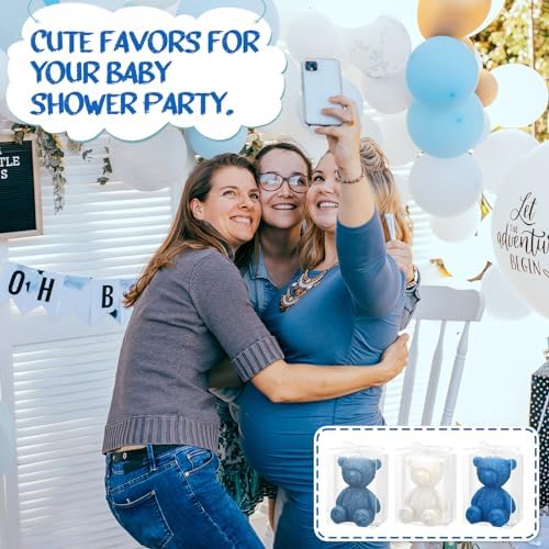 Threlaco 30 Sets Large Bear Candle Baby Shower Party Favor, Blue Series - Image 6