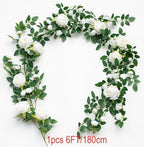 2 PCS 12FT Bendable Flower Garland, Fake Rose Vine for Home Decor,White - Image 3