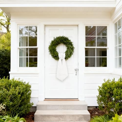 10 Pieces Christmas Wreath Sash for Front Door, Winter White Cotton Ribbon Bow for Wreath Decorations - Image 3