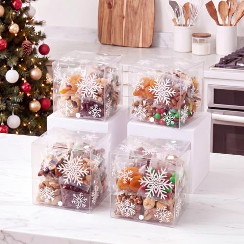 50 Pcs Christmas Clear Favor Boxes 3x3x3 Inch, Snowflake Xmas Candy Box - Image 5