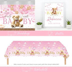 Hombae We can Bearly wait Baby Shower Decoration – 116 PCs Baby Girls Teddy Bear Party Supplies with Teddy Bear Printed Backdrop, Balloon Garland, Tablecloth, Balloon Boxes, Sash, Badges - Image 5