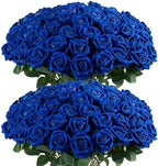 Auihiay 60PCS Fake Blue Roses, Artificial Blue Flowers, Silk Faux Rose by Auihiay