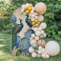 Retro Peacock Arch Backdrop Cover 6.6 FT, Blue Hydrangea Watercolor Vintage Wedding Arch Cover Stretchy Backdrop Stands Covers for Birthday Party Ceremony Banquet Decor by Unknown