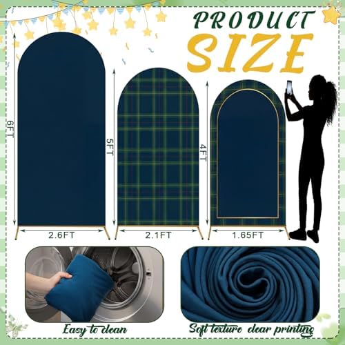 3 Pcs Tartan Arch Backdrop Cover Buffalo Plaid Baby Shower Photo Background - Image 2