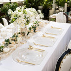 ejonirinjonir 180pcs Clear and Gold Plastic Plates for Wedding Reception - Image 3