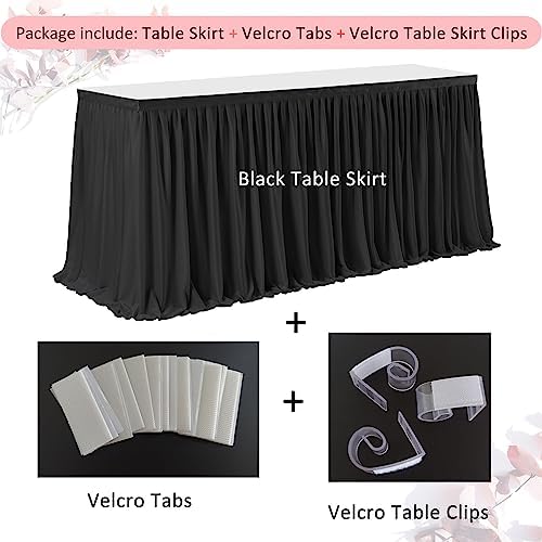Table Skirt for Teacher Desk Classroom Baby Shower Halloween, Black, 12ft - Image 2