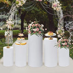 5-Piece Metal Cylinder Pedestal Stand Set - White Round Cake Display for Weddings/Birthdays, Reusable Party Decor with Floor-Standing Pillars & Plinths (5Pcs) - Image 7
