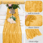 8 Pack Gold Cheesecloth Table Runners 20x120 Inch Gauze Table Runner 10FT Easter Cheese Cloth Table Runner Rustic Sheer Runner for Wedding Baby Shower Birthday Party Table Decor - Image 3