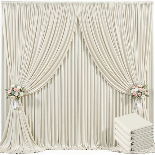4 Panels Beige Backdrop Curtain for Baby Shower Wrinkle Free 20ft x 10ft Backdrop Drapes Panels for Parties Wedding Bridal Shower Birthday Photo Photography Fabric Background Decoration by Suppromo