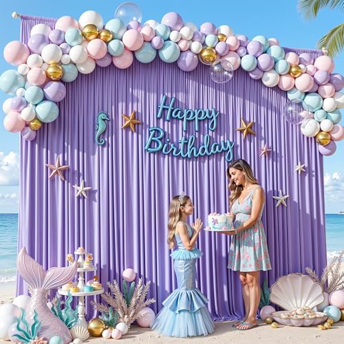 20x10ft Lavender Backdrop Curtain Panels for Parties - Wrinkle Free Polyester Photo Curtain Backdrop Wedding Back Drop Fabric Drapes for Party Decorations Background for Photography - Image 4