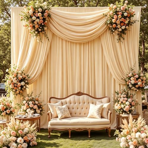 10ft x 10ft Champagne Backdrop Curtains for Parties, 2 Panels 5ft x 10ft Wrinkle-Free Polyester Photo Backdrop Drapes for Wedding Birthday Graduation Baby Shower Photography Background - Image 7