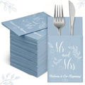 Potchen 100 Pcs Linen Feel Napkins Disposable, Blue Mr and Mrs by Potchen