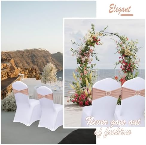 Nude Chair Sashes 60 Pack Spandex Nude Sashes for Chairs Universal Spandex Chair Sashes Bands with Heart Buckle Slider for Wedding Banquet Party Decorations - Image 5