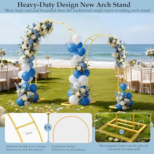 7.2FT 6FT Wedding Arch Backdrop Stand Set of 2, Balloon Arch kit - Image 4