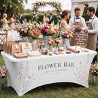 Oudain Photo Booth Tablecloth Flower Bar White Stretch Table Cover - Image 4