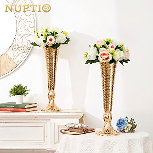 NUPTIO Pcs of 10 Fake Flower Ball Arrangement Bouquet,15 Heads Plastic Roses with Base, Suitable for Our Store's Wedding Centerpiece Flower Balls for Centerpieces Home Décor (Pink Champagne & White) - Image 3