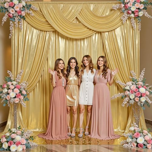 50x10ft Shimmer Gold Sequin Backdrop Curtain for Parties, Thick Wrinkle Free Glitter Backdrop Drapes Photo Back Drop Curtains for Birthday Wedding Party Photography Background-10 Panels 5x10ft - Image 5