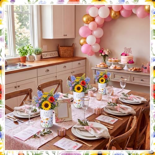 6 Sets Best Mom Ever Round Flower Arrangement Boxes with Foam, Table Centerpieces Vases for Mom Birthday Party Decorations, Baby Shower and Women's Gifts - Image 4
