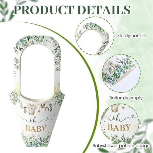 EYNDYN 50 Set Flower Bar Supplies Bouquet Holder Flower Bags for Baby Shower Party with Handle Paper 1 Roll Crafting Ribbon Wrapping Sleeves for Baby Shower Boys Girl's Kid's Birthday Parties - Image 3