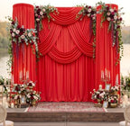 8 Panels 5x12ft Red Backdrop Curtains for Wedding Parties, Wrinkle Free Polyester 12 ft Long Photo Backdrop Drapes Back Drop Cloth for Birthday Christmas Ceremony Photography Background - Image 3