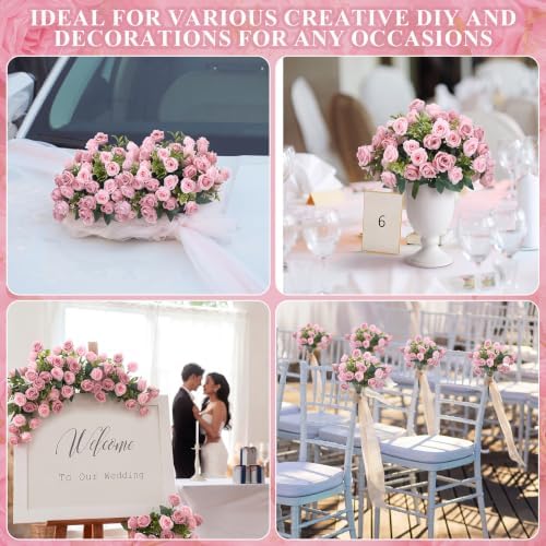 Zeyune 8 Pack 12 Inch Artificial Rose Bouquet, Paste Pink and Light Pink - Image 6