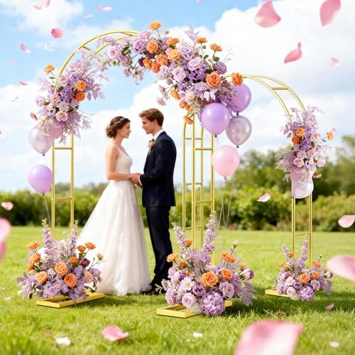 2 Pack Wedding Arch Backdrop Stand (7.2FT/6FT) Metal Frame with Base - Image 2