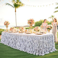 Wish Care 17ft Silver Sequin Table Skirt for Rectangle Tables Glitter Fringe Tutu Skirts Ruffle Tablecloth Teacher Desk Skirt for Wedding Birthday Baby Shower Theme Party Banquet Table Decorations by WishCare
