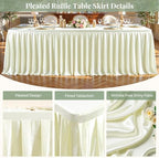 2 Packs Ivory Satin Tablecloths Rectangle 4FT,Glitter Spandex Fitted Stretch Table Covers Wrinkle-Resistant Floor Length Shimmer Pleated Table Skirt for Wedding Parties Baby Shower Banquets - Image 3