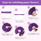 Serwalin 8 Pcs 31.5"*24"*20" Purple Giant Paper Flower Decorations for Wall - Image 6