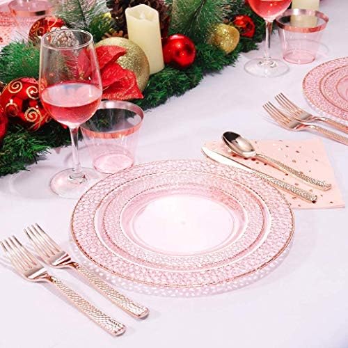 Supernal 360pcs Rose Gold Plastic Silverware, Heavy Duty Disposable Cutlery - Image 5