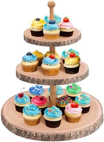 GrnVibe Cupcake Stand Rustic 3 Tier Dessert Stands Wood Cupcake Holder by GrnVibe