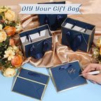 Yeaqee 100 Pcs Mini Metallic Paper Gift Bags with Handle, Navy Blue, Gold - Image 4
